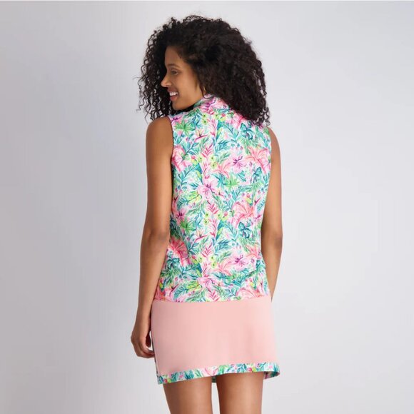Stella Parker Women's Naomi Sleeveless Quarter-Zip Tropical Floral Top ~ Small - Picture 3 of 7